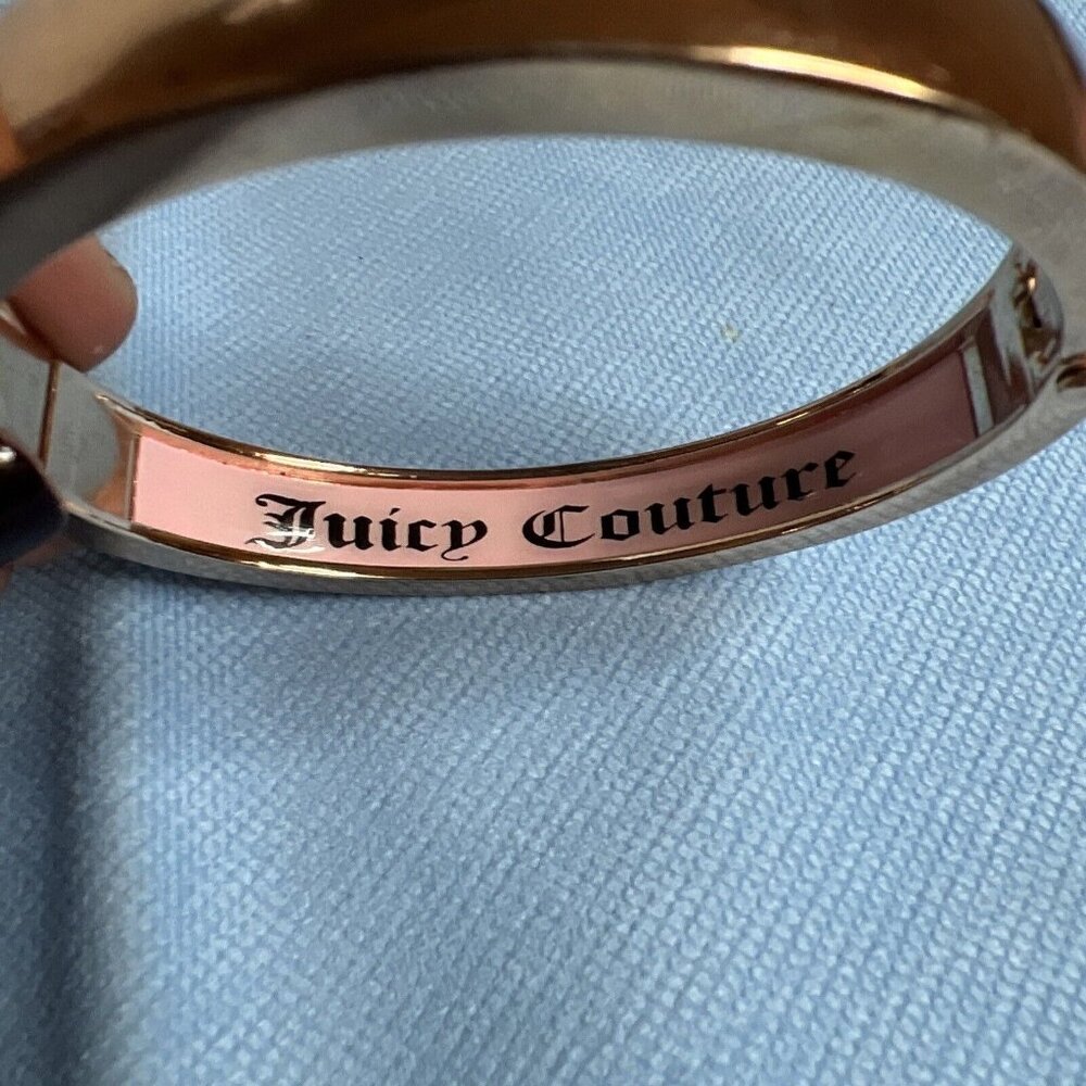 JUICY COUTURE Pave‎ Bangle Pink RoseSparkly Rhinestone Bracelet Classic